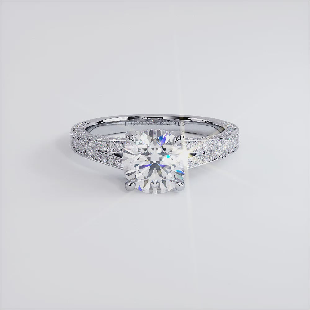 1.5 Carat Round Brilliant Micropavé Split Shank