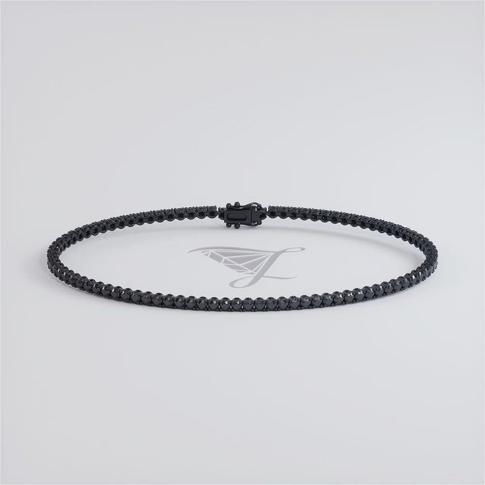 1.80ctw Round Brilliant Black Diamond Tennis Bracelet set in 14k Black Gold