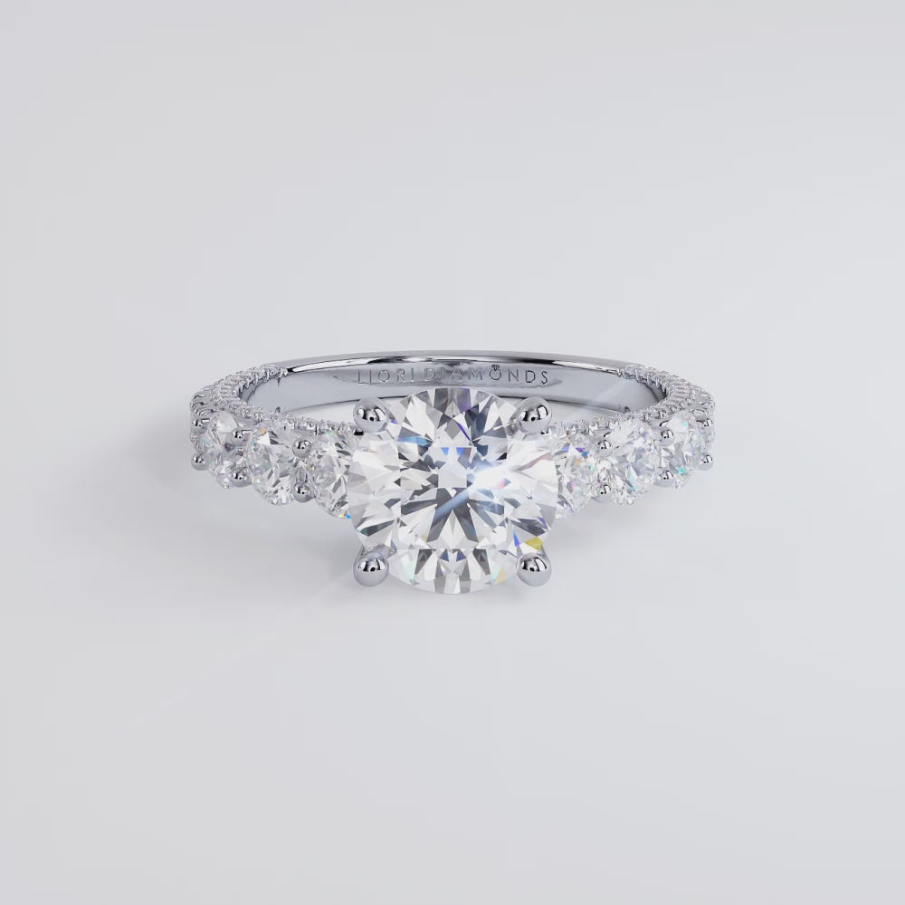 1.5 Carat Round Brilliant Micropavé Graduated U Prong