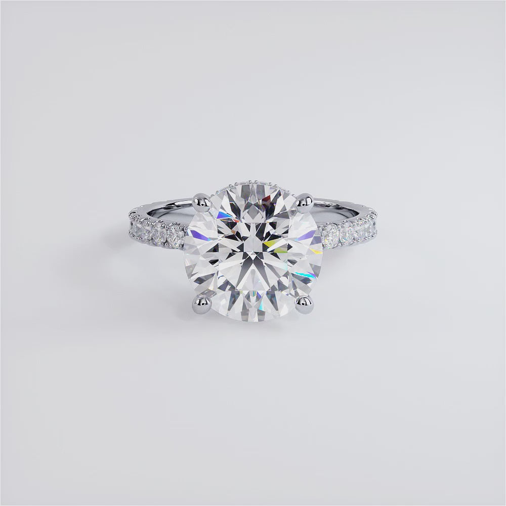 4 Carat Round Brilliant Under Halo Petite Micropavé