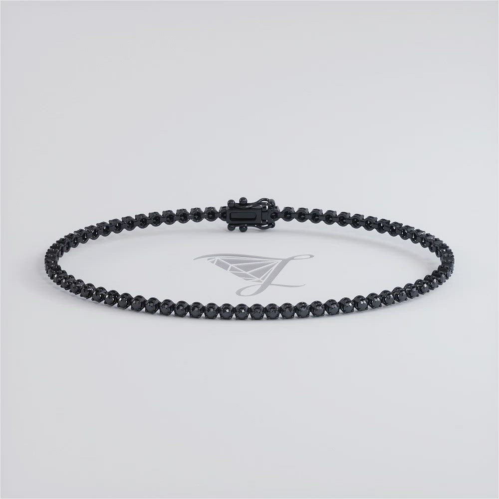 2.50ctw Round Brilliant Buttercup Black DiamondTennis Bracelet set in 14k Black Gold