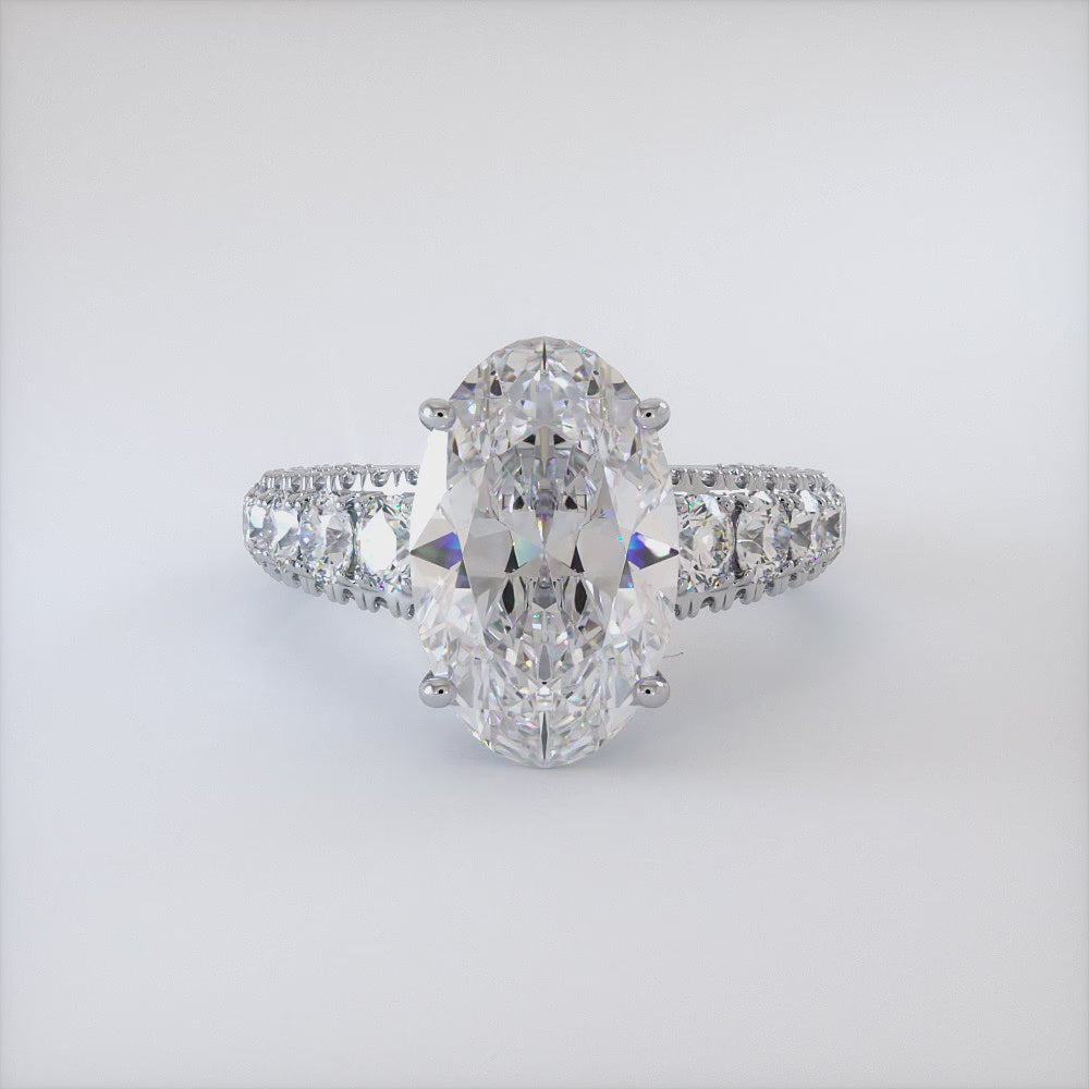 4 Carat Oval Cut Micropavé Graduated 3D Shank