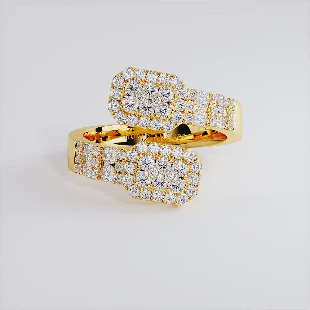 0.92ctw Natural Diamond Bangle Ring Set In 14k Yellow Gold