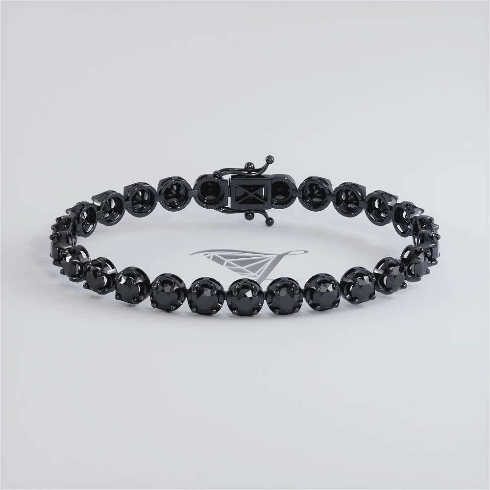 8.50ctw Round Brilliant Buttercup Black Diamond Tennis Bracelet set in 14k Black Gold
