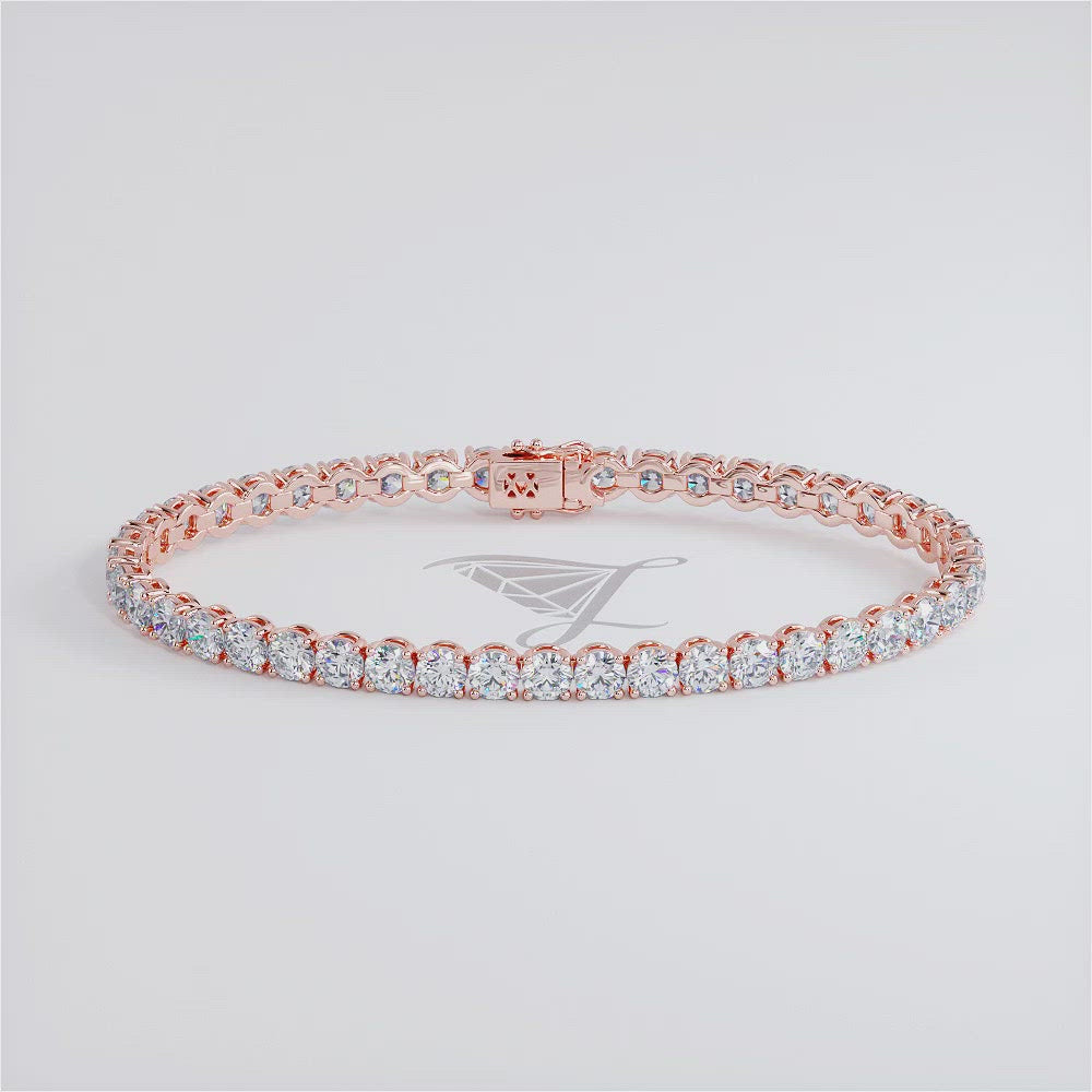 9.50ctw Round Brilliant Diamond Tennis Bracelet set in 14k Rose Gold