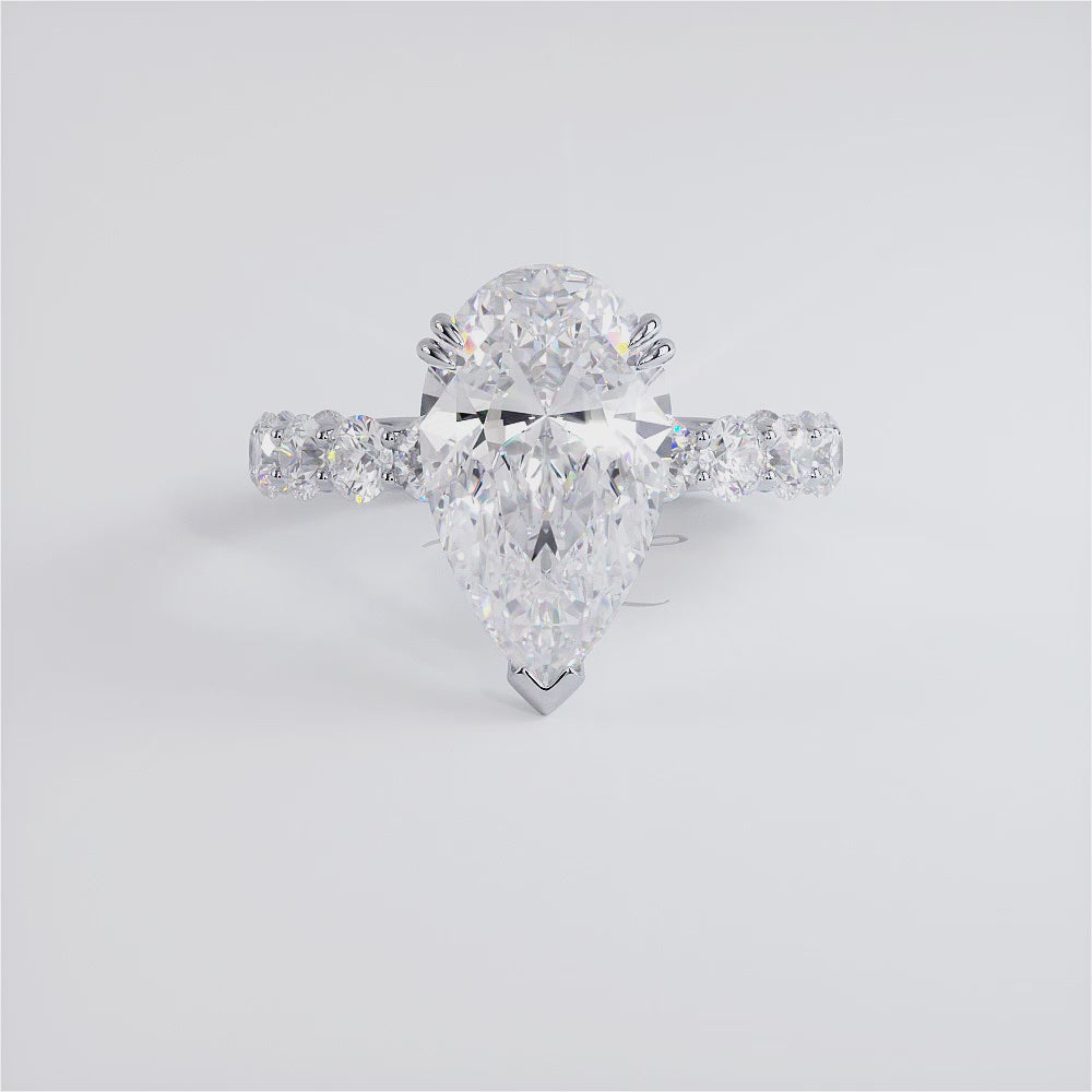 5 Carat Pear Shape Under Halo Lucida Setting