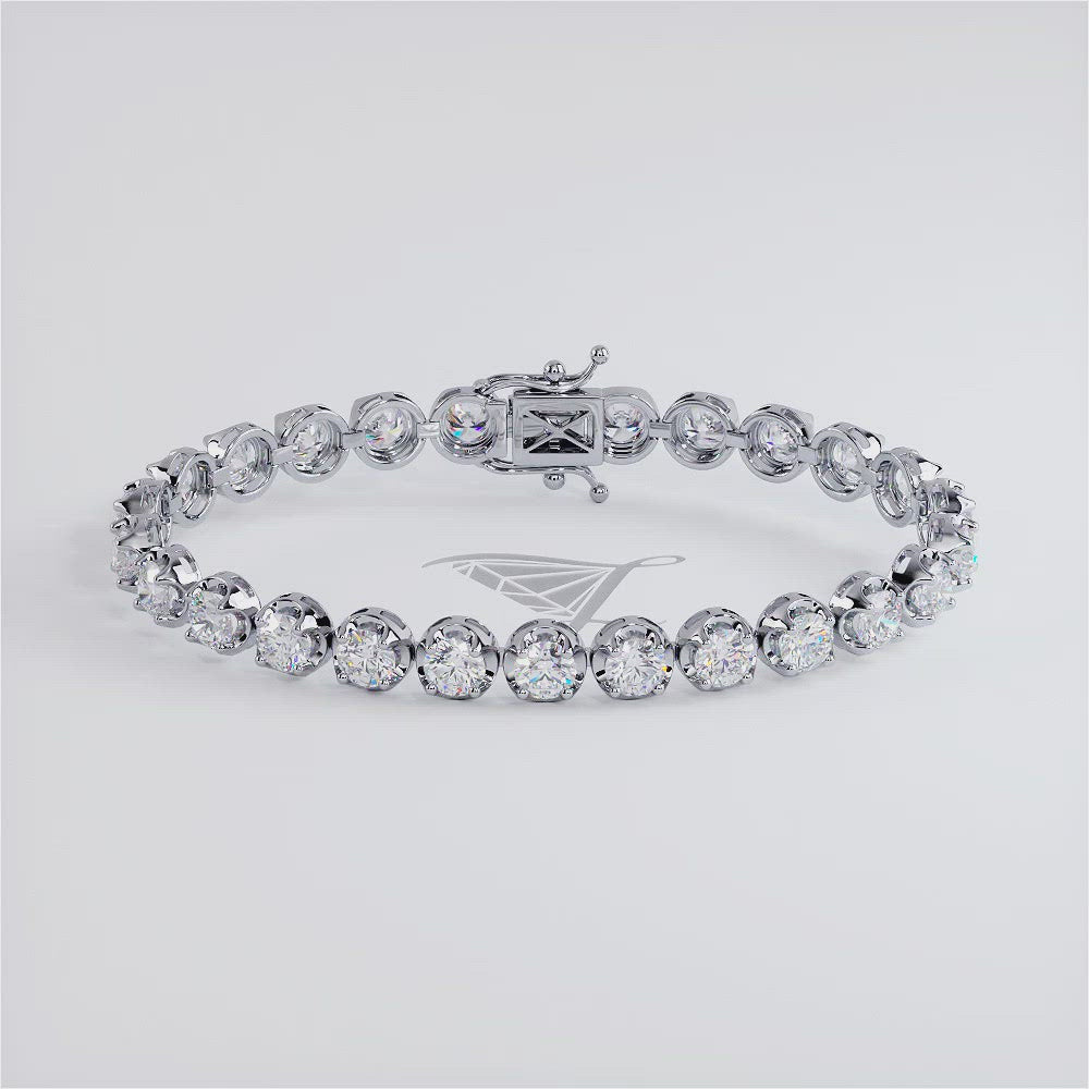 8.50ctw Round Brilliant Buttercup Diamond Tennis Bracelet set in 14k White Gold