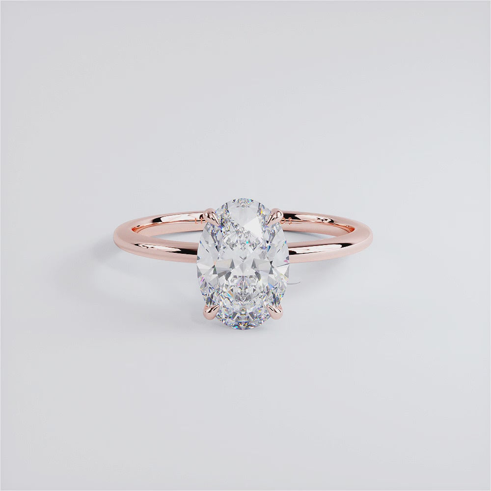 2 Carat Oval Cut Petite Wire Basket Solitaire