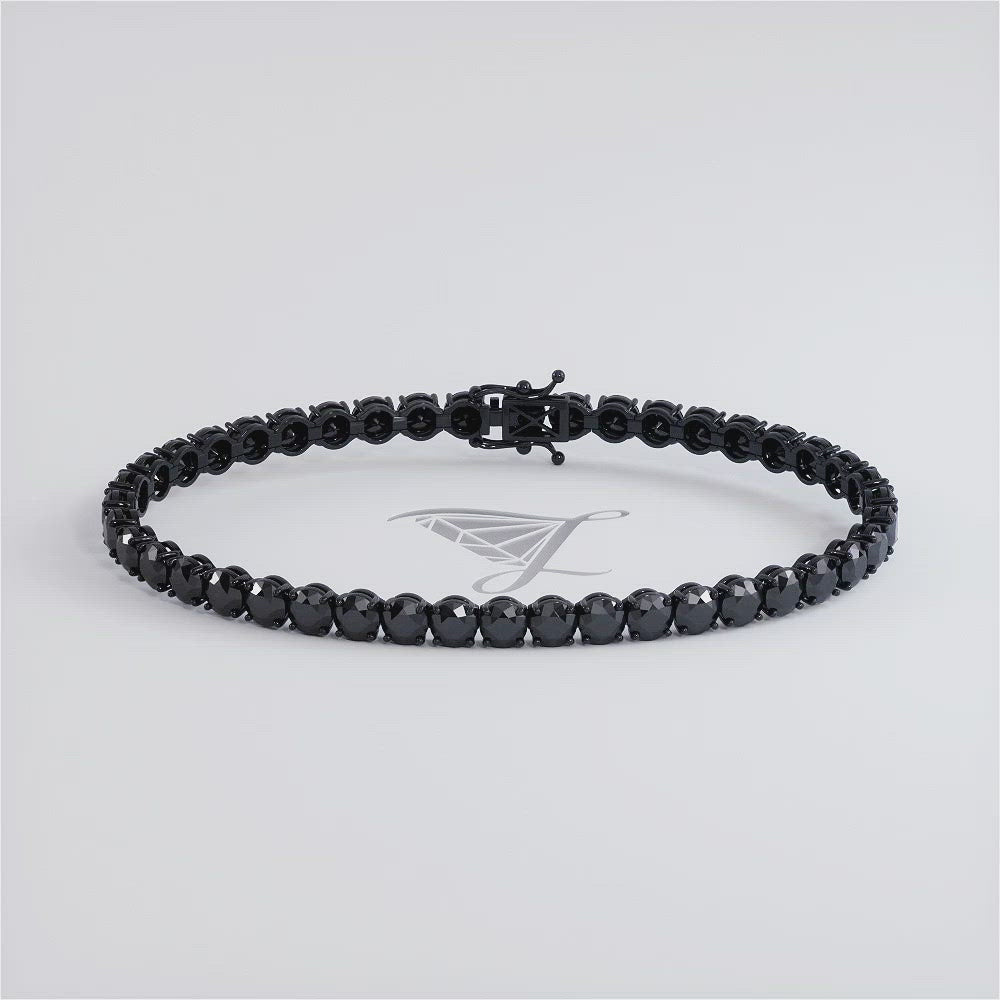 10.50ctw Round Brilliant Black Diamond Tennis Bracelet set in 14k Black Gold