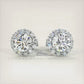 2.10 Carat F-SI Pave Halo Diamond Studs Earrings 18k White Gold
