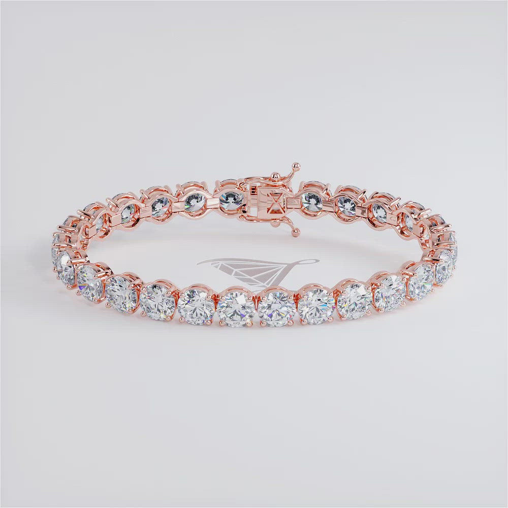 26.00ctw Round Brilliant Diamond Tennis Bracelet set in 14k Rose Gold