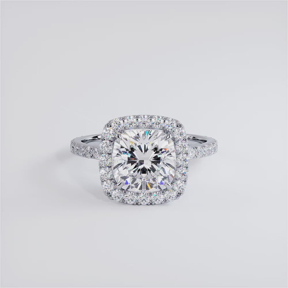 3 Carat Cushion Cut High Set Halo