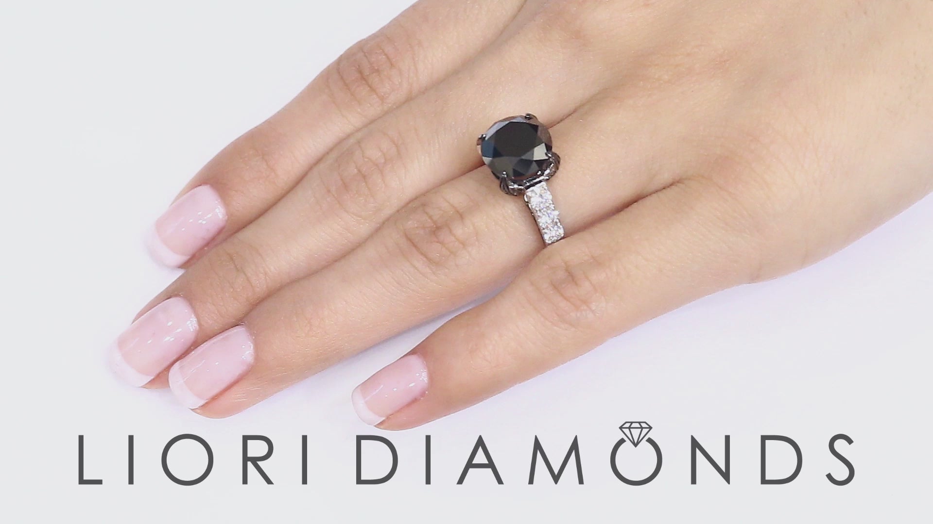 6.05ctw Certified Natural Black Diamond Engagement Ring set in 14k White Gold