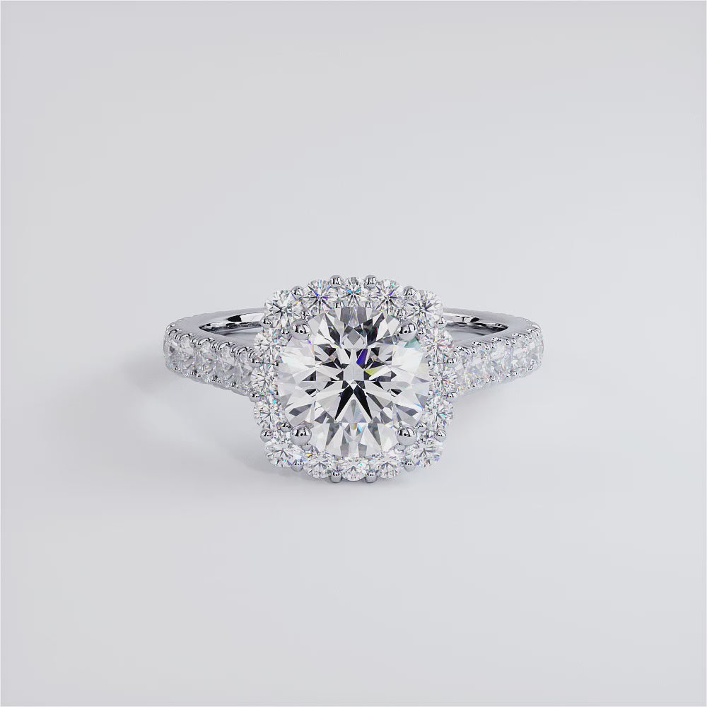2 Carat Round Brilliant Micro Prong Set Halo