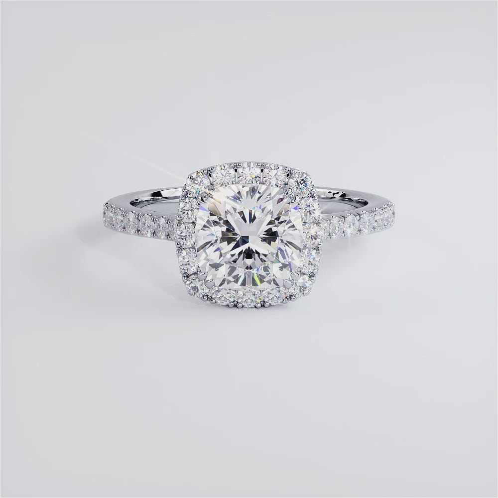 2 Carat Cushion Cut Micropavé Halo