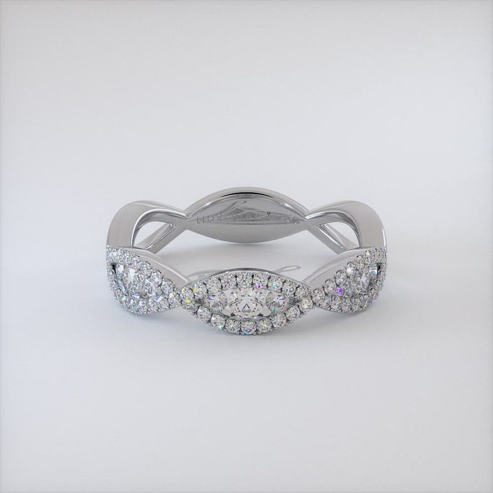 0.65ctw F-VS Infinity Twist Micropavé Diamond Wedding Anniversary Band Ring 18k