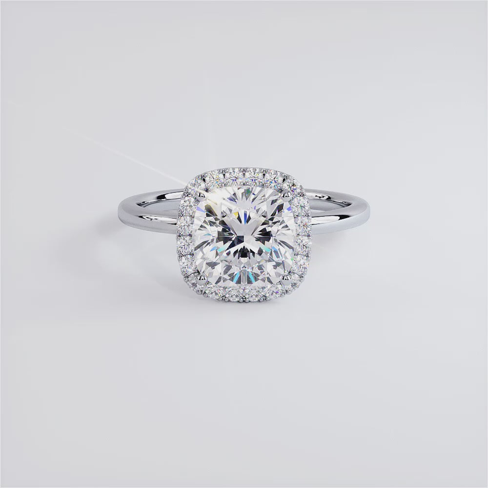 2 Carat Cushion Cut Petite Micropavé Halo