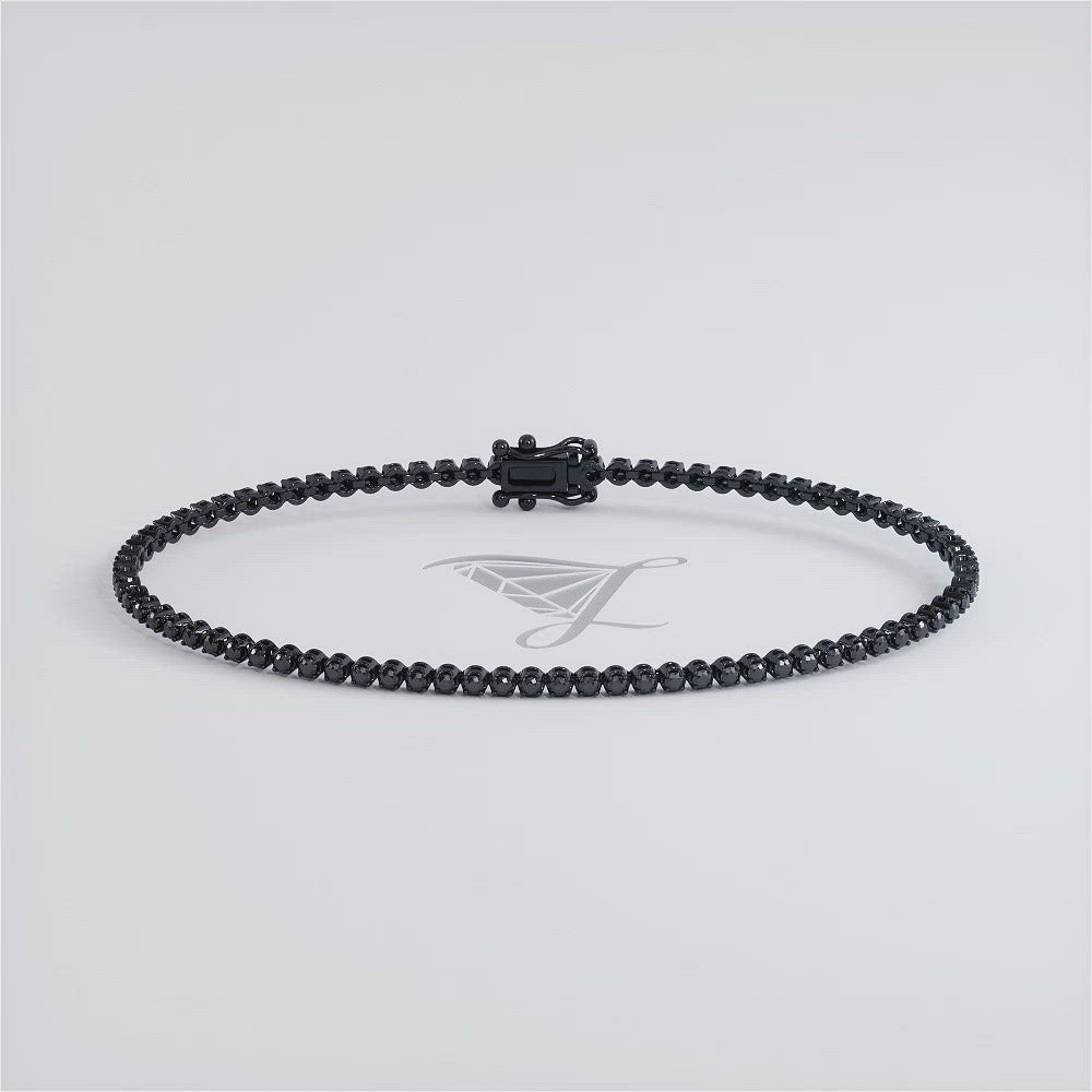 1.05ctw Round Brilliant Buttercup Black Diamond Tennis Bracelet set in 14k Black Gold