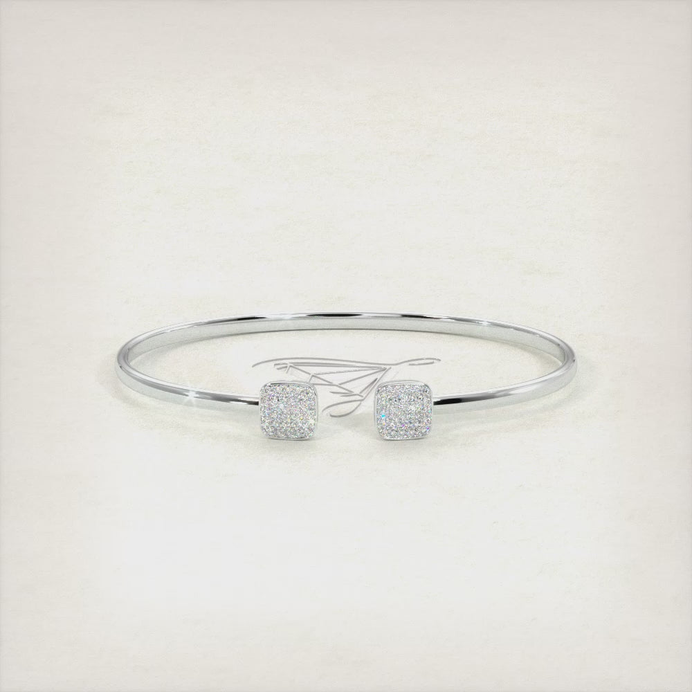 0.38 Carat Pave Diamond Bangle Open Cuff Bracelet 14k White Gold
