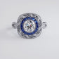1 Carat Round Brilliant Antique Art Deco Sapphire & Diamond