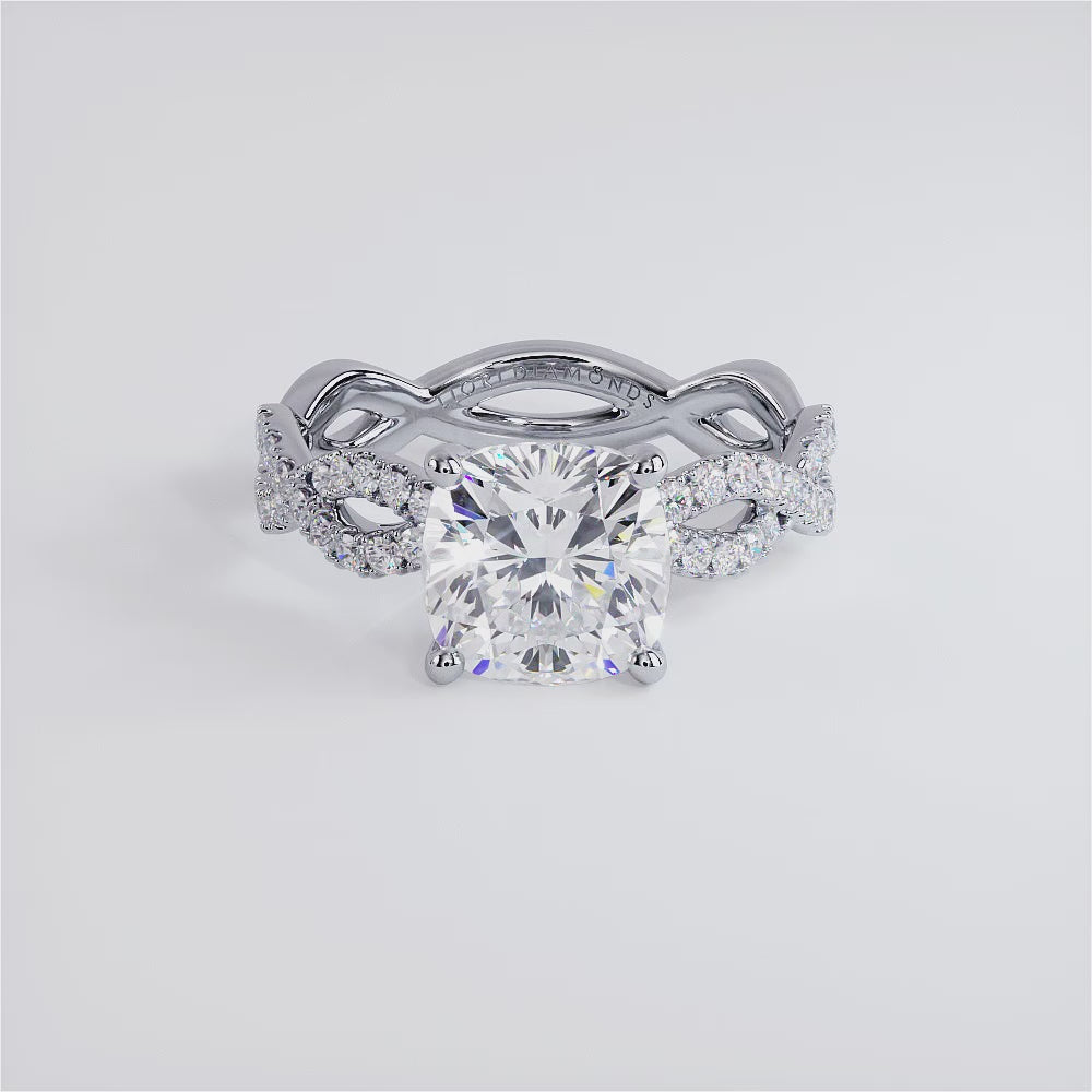 2 Carat Cushion Cut Infinity Twist Micropavé