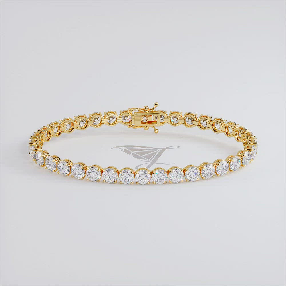 12ctw Round Brilliant Diamond Tennis Bracelet set in 14k Yellow Gold