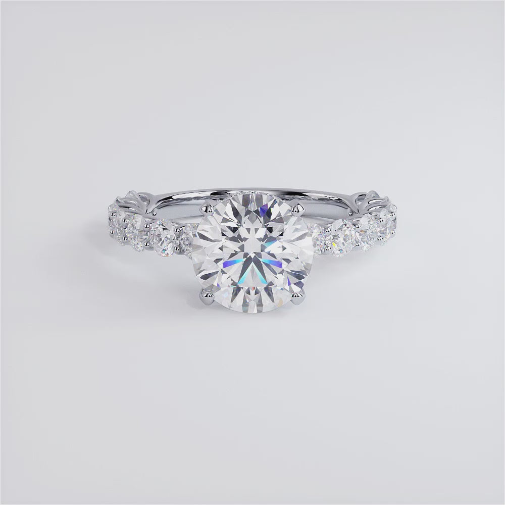 4.49ctw GIA Certified Round Brilliant Lucida set Lab Grown Diamond Engagement Ring 14k White Gold