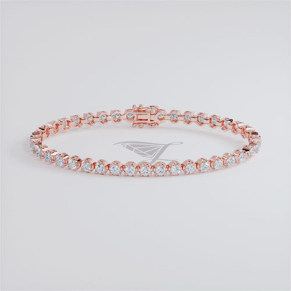 4.00ctw Round Brilliant Buttercup Diamond Tennis Bracelet set in 14k Rose Gold