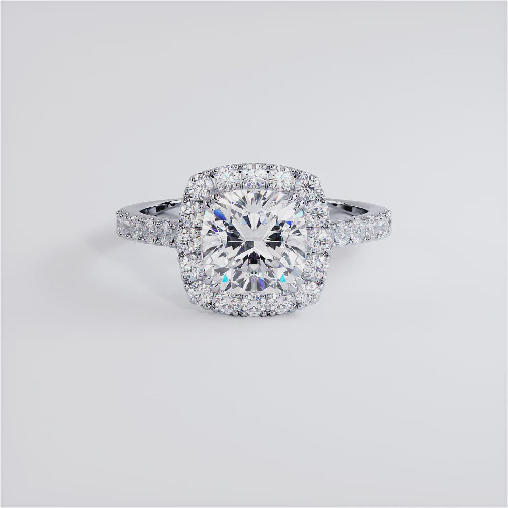 2.5 Carat Cushion Cut Micropavé Halo