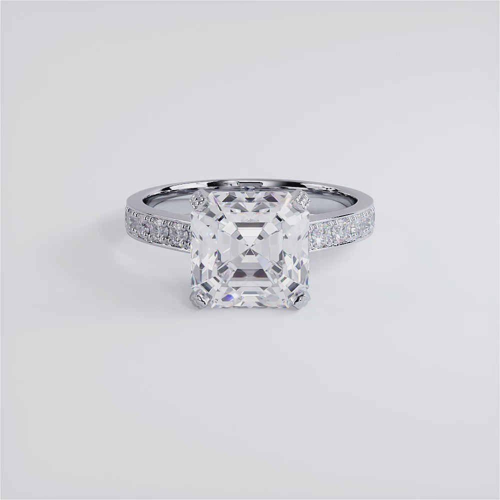 4 Carat Asscher Cut Micropavé Milgrain Basket