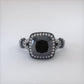 4.28 Carat Cushion Cut Black Diamond Ring 18k Black Gold Pave Halo Vintage Style