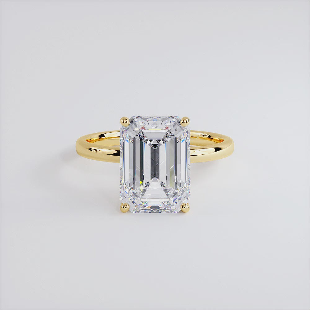 4 Carat Emerald Cut Petite Wire Basket Solitaire