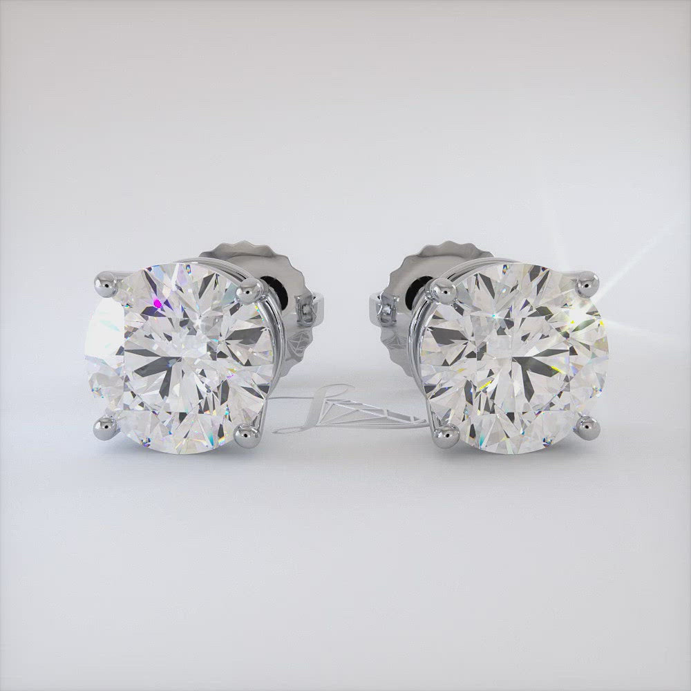 6.00ctw Round Brilliant Diamond Studs Earrings Basket Set in 14k White Gold