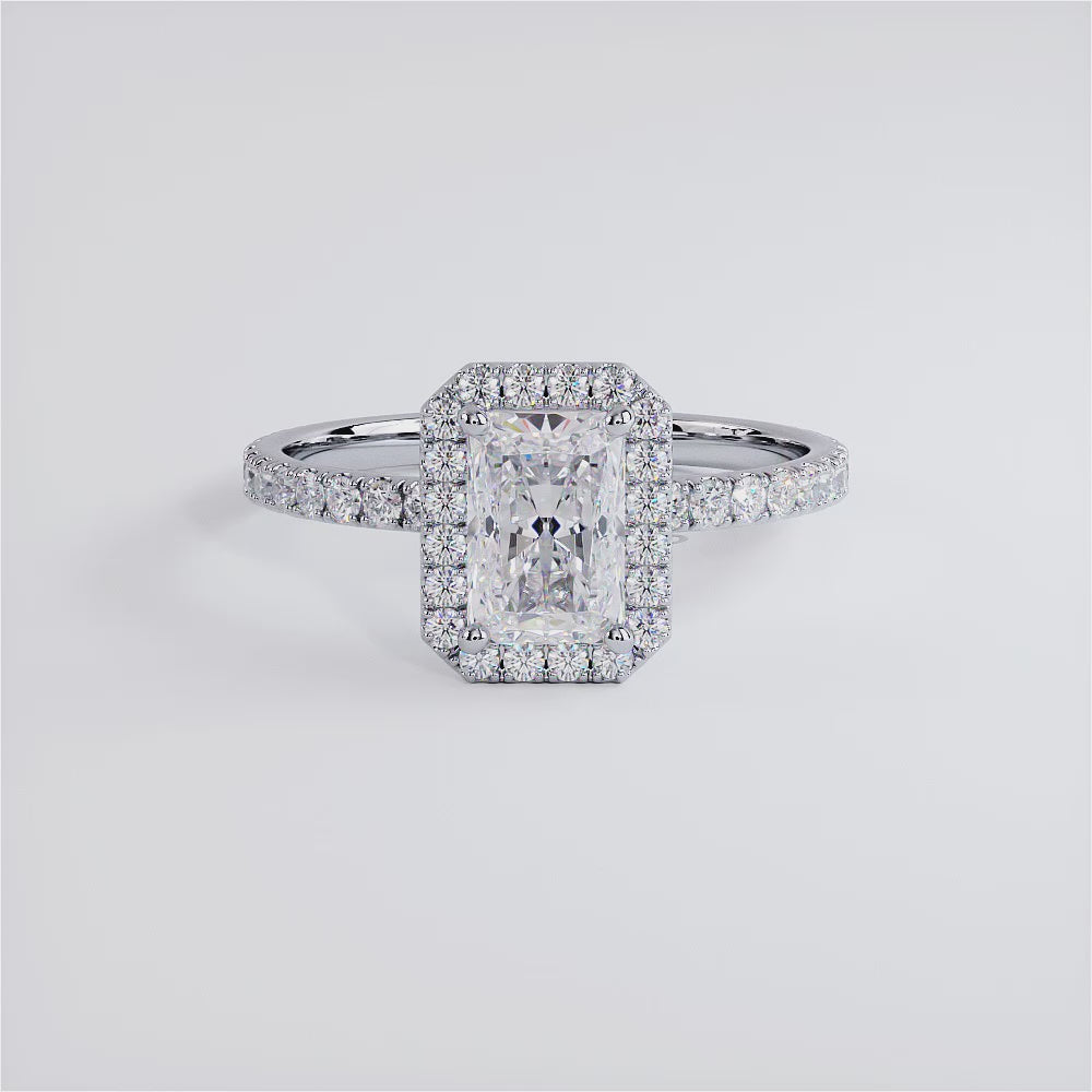 1 Carat Radiant Cut Petite Halo Micropavé