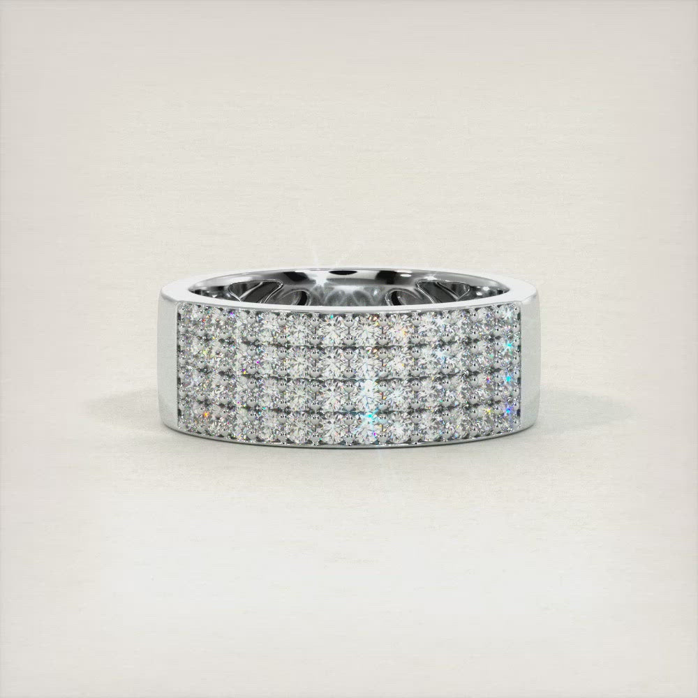 1.07ctw F-VS Micro Pave Diamond Wedding Band 14k White Gold Anniversary