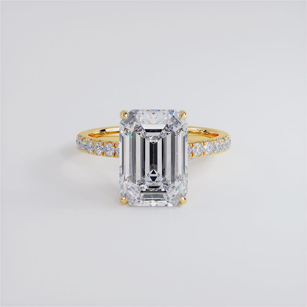 4 Carat Emerald Cut Under Halo Petite Micropavé