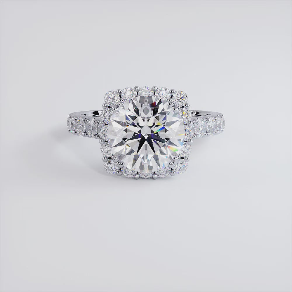 3 Carat Round Brilliant Micro Prong Set Halo