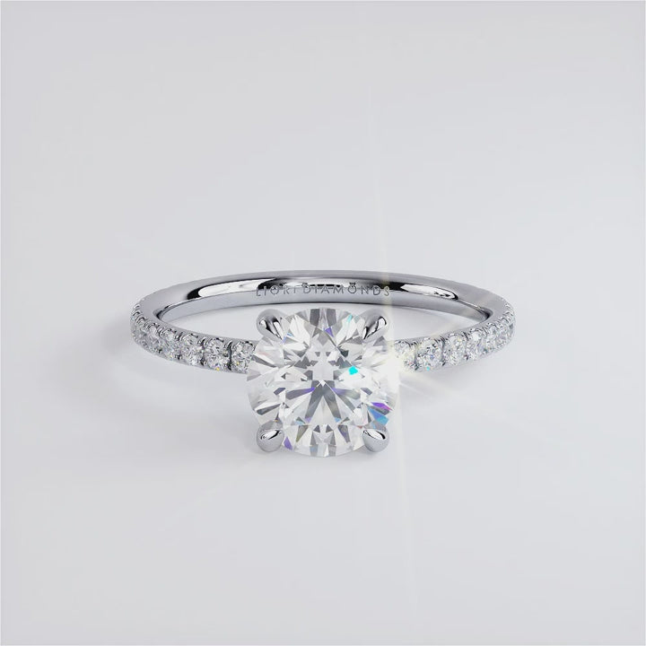 1.5 Carat Round Brilliant Wire Basket Petite Micropavé