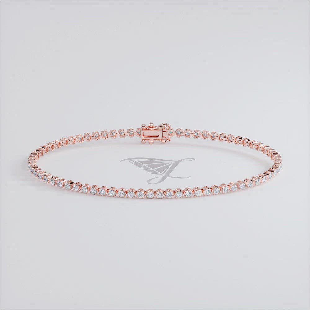 1.75ctw Round Brilliant Buttercup Diamond Tennis Bracelet set in 14k Rose Gold