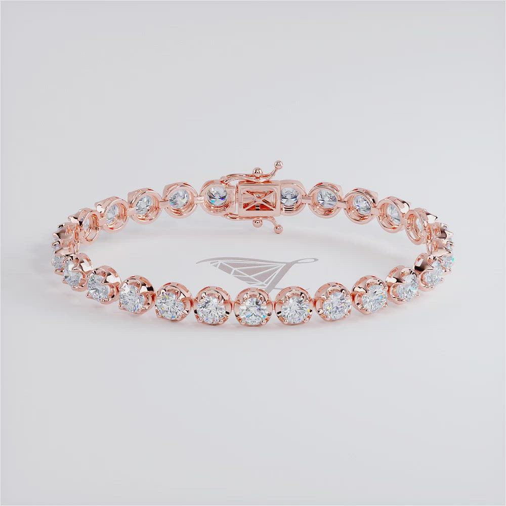 8.50ctw Round Brilliant Buttercup Diamond Tennis Bracelet set in 14k Rose Gold