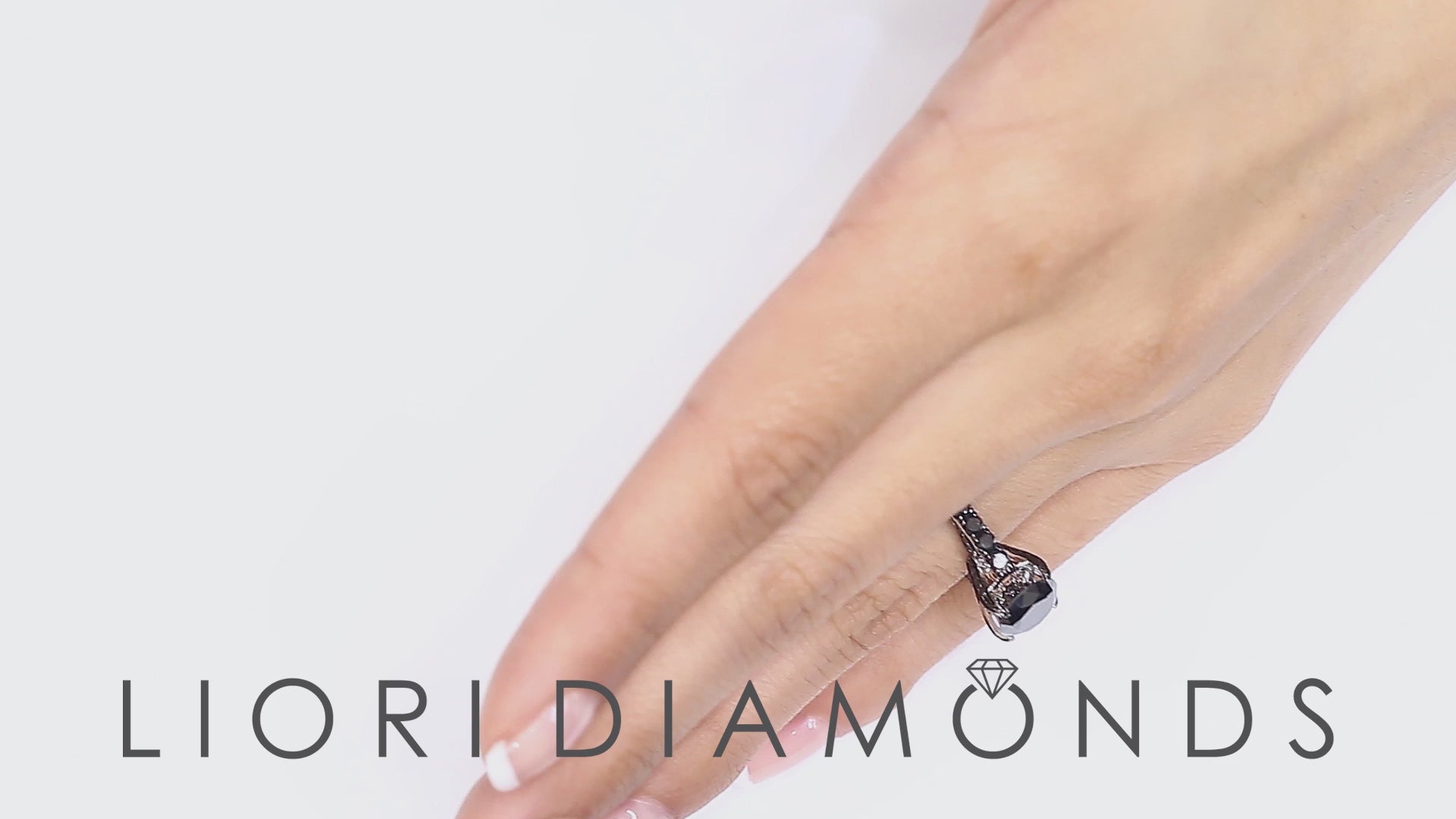 3.40ctw Certified Natural Black Diamond Engagement Ring 14k Black Gold
