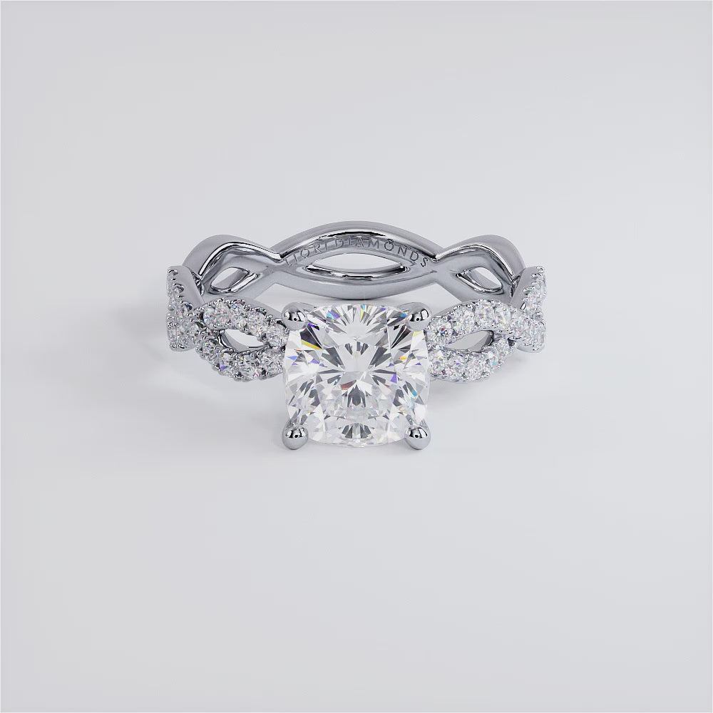 1.5 Carat Cushion Cut Infinity Twist Micropavé