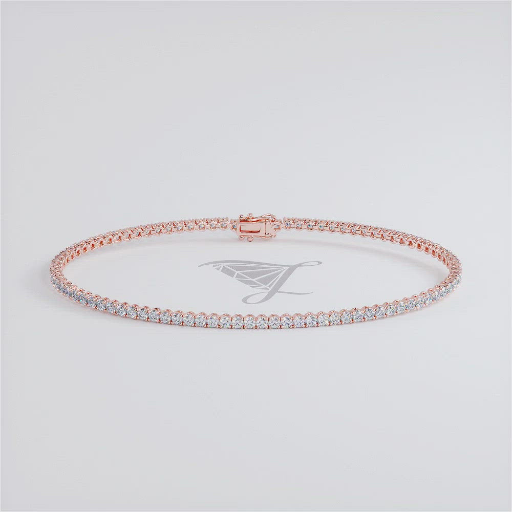 1.80ctw Round Brilliant Diamond Tennis Bracelet set in 14k Rose Gold