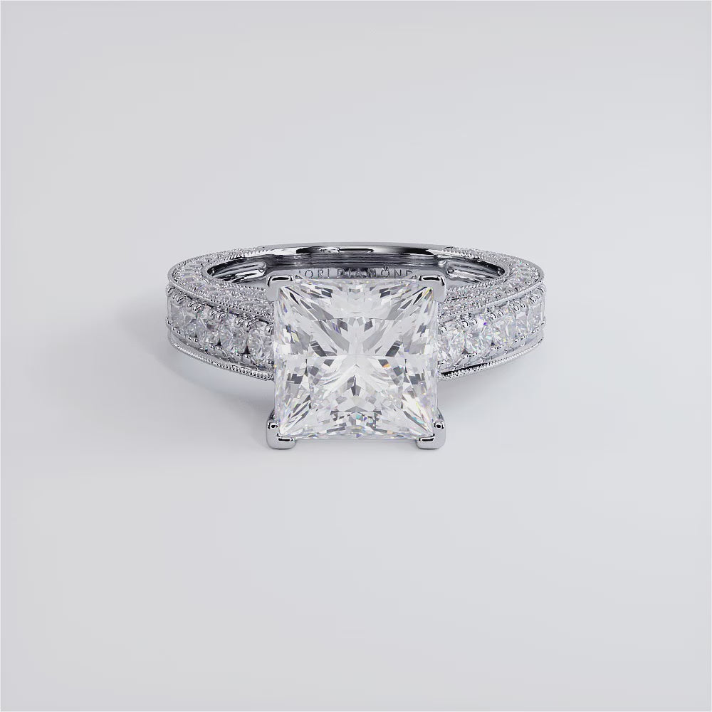 3 Carat Princess Cut Micropavé Milgrain