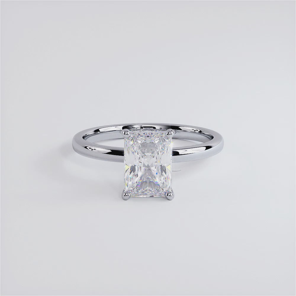 1.5 Carat Radiant Cut Petite Wire Basket Solitaire
