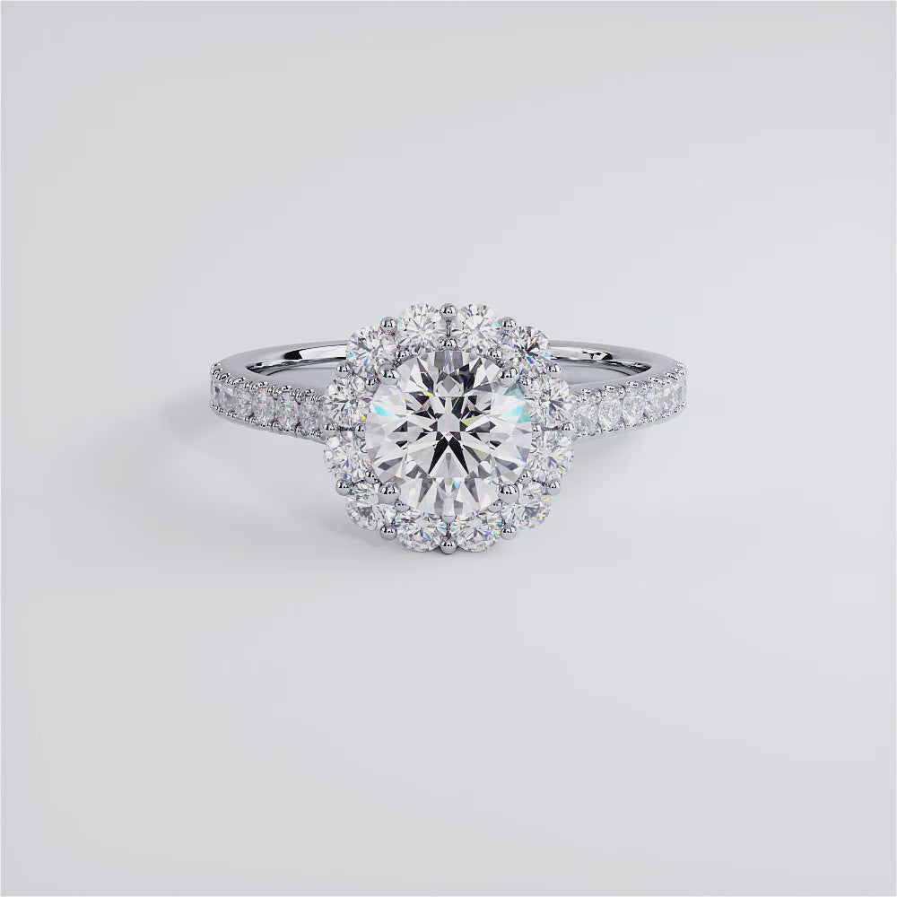 1 Carat Round Brilliant Floral Halo