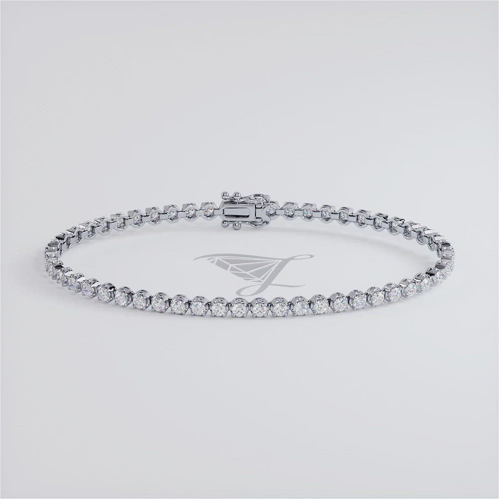 2.50ctw Round Brilliant Buttercup Diamond Tennis Bracelet set in 14k White Gold
