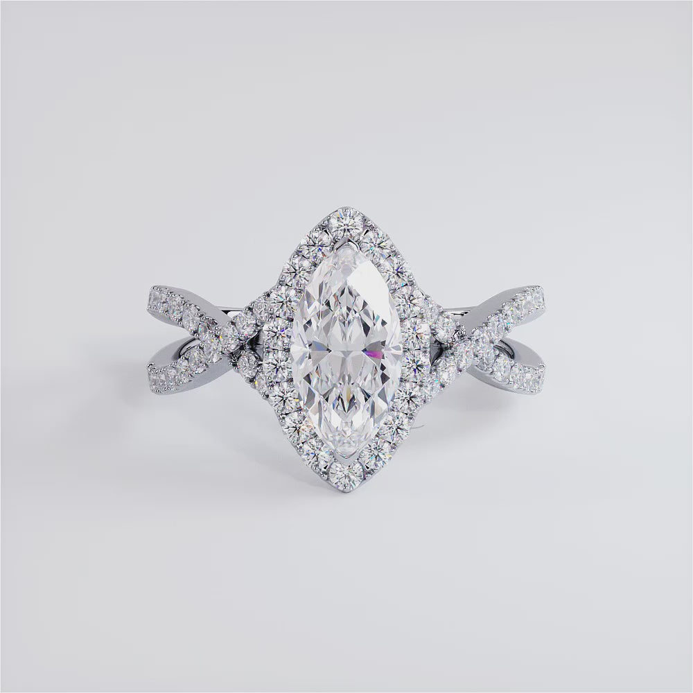 1.5 Carat Marquise Cut Infinity Twist Micropavé Halo