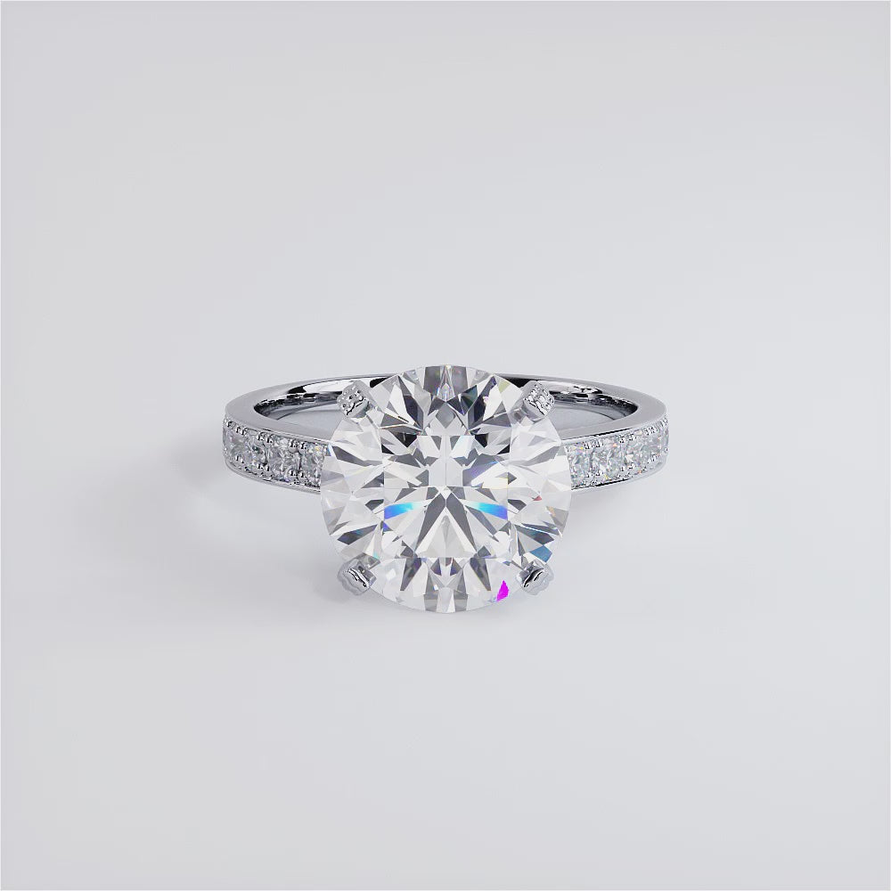 4 Carat Round Brilliant Micropavé Milgrain Basket