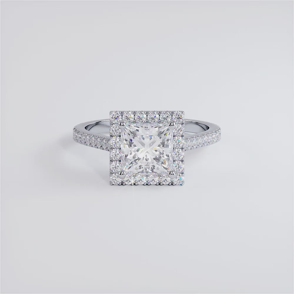 1.5 Carat Princess Cut Micropavé Halo